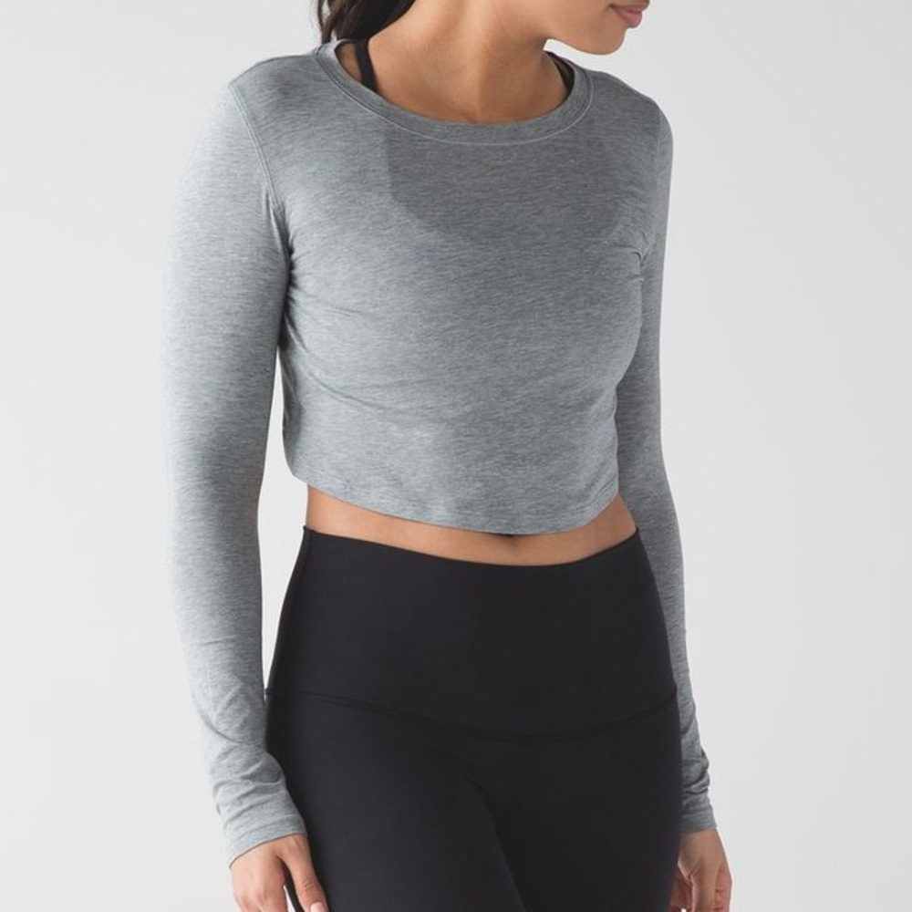 lululemon cruiser blue gray cropped long sleeve